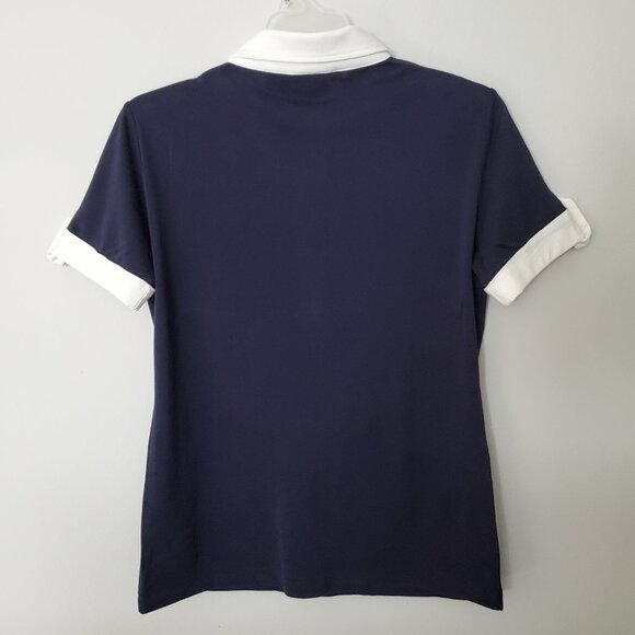 Tory Burch Silk-blend Navy Polo Shirt - Picture 5 of 8